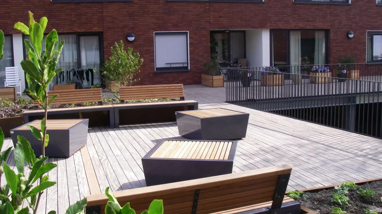 Buitenbank poef straatmeubilair cubic 6